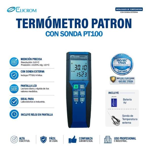 Termómetro patrón 0.01 °C con RTD | ELICROM