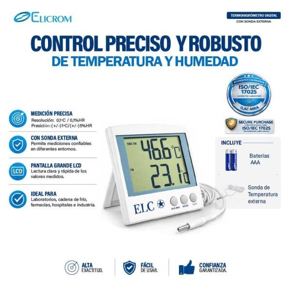 Termohigrómetro con sonda externa | ELICROM