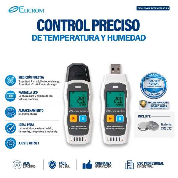 Datalogger con USB ELC330TH | ELICROM