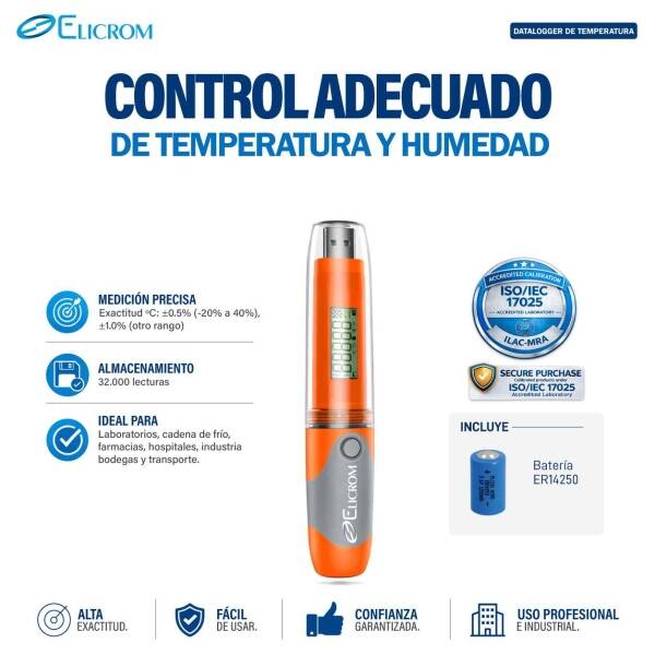 Datalogger de temperatura y humedad tipo USB | ELICROM